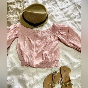 Boutique Blush pink off the shoulder top